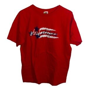 Men’s Sz L Fruit of the Loom stars & stripes red white and blue USA tee shirt